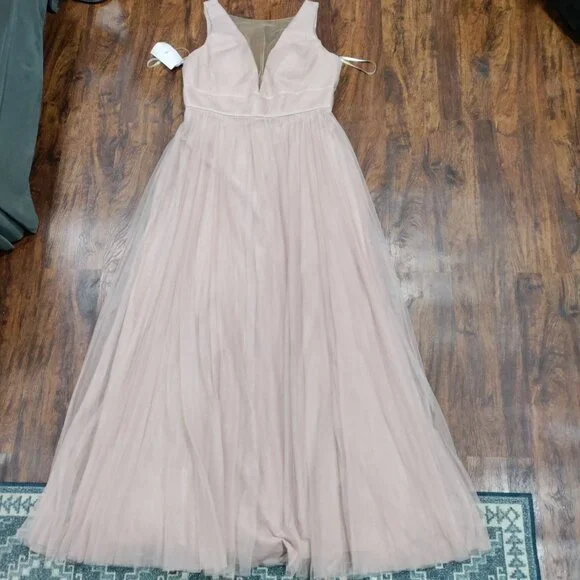 Jenny Yoo Wedding Bridesmaid Gown Blush Pink Tulle Sheer Sarita Dress 16 NWT - Picture 7 of 16